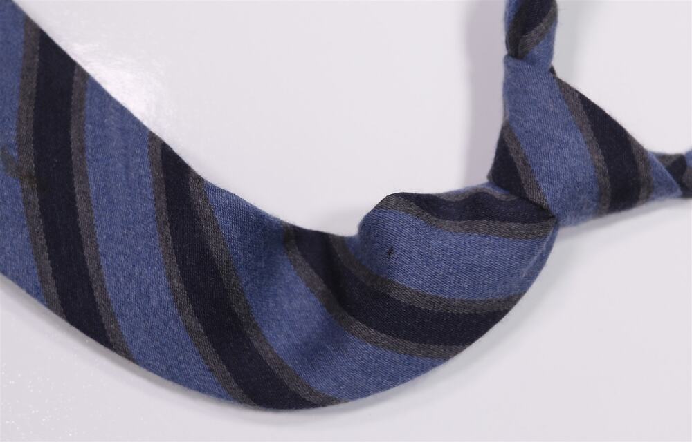Marchesi di Como Blue Gray Striped Silk Wool Fleece Necktie Tie